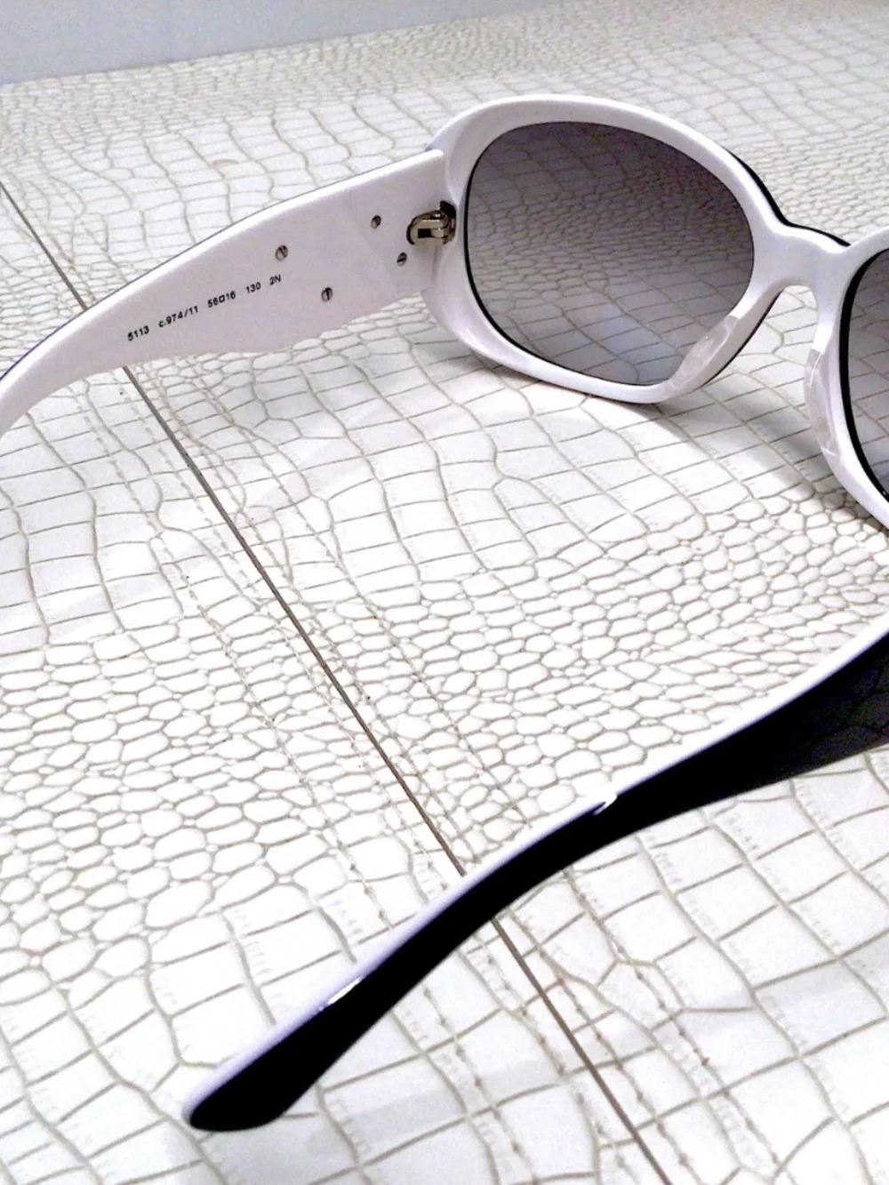Rare NWT Chanel Blue/White 5113 c. 974/11 Sunglasses Camilla Flowers/CC Logo.